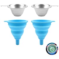 4pcs Embudo con Filtro Incluye 2 Embudo Silicona y 2 Filtro de Acero Inoxidable- Embudos de Cocina Embudo Pequeño para…